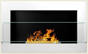 Závesný biokrb na stenu EOS BIELY SO SKLOM 65x40x12