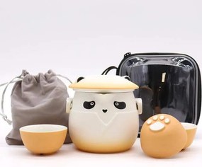 Čínska čajová súprava Panda oranžová 500ml