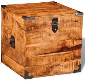 Skladovacia truhlica v tvare kocky, surové mangové drevo 241636