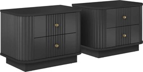 Sada nočných stolíkov Vespera 56 cm na sokli - čierna / zlatá