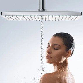 HANSGROHE Rainmaker Select horná sprcha 3jet, 466 x 300 mm, s prívodom zo stropu 100 mm, biela/chróm, 24006400