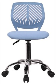 Detská stolička na kolieskach SELVA – ekokoža/chróm, bez podrúčok modrá