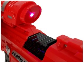 LEAN TOYS Luminiscenčná pištoľ na penové náboje dosah 45m Minecraft červená