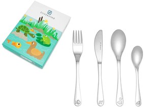 Antikoro detský príbor v striebornej farbe 4 ks Water life – Zilverstad