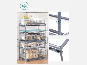 Organizér s výsuvnými košmi SOLIDO stohovateľný, sivý