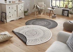 NORTHRUGS - Hanse Home koberce Kusový koberec Twin-Wendeteppiche 103101 creme schwarz – na von aj na doma - 140x140 (priemer) kruh cm