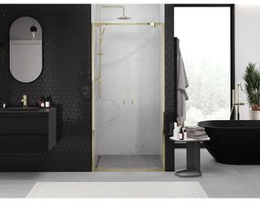 Mexen Exo, dvojité výklopné sprchové dvere 90 cm, číre sklo, zlatá, 8182-090-000-50-00