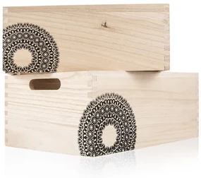 Dekoratívny drevený úložný box Mandala - Orion