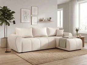 Rozkladacia obojstranná sedacia súprava do L SEVIO 246x145 cm, krémová + 2 vankúšiky ZDARMA