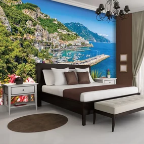 Fototapeta - Hory a malebný výhľad na more (152,5x104 cm)