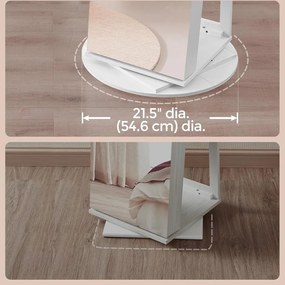 Zrkadlo so stojanom a priestorom na šperky CHANTAL, 54,5x54,5x162cm, biela SongmicsHome