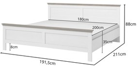 Manželská posteľ 180 cm Elvina S Typ 31 (biely popol + dub lefkas). Vlastná spoľahlivá doprava až k Vám domov. 1031000