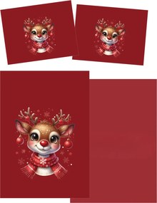 3D obliečky z mikrovlákna MERRY FAWN červené Rozmer obliečky: 70 x 90 cm | 140 x 200 cm