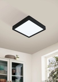 EGLO LED múdre stropné svetlo do kúpeľne FUEVA-Z, 16,5 W, 21x21cm, hranaté, čierne