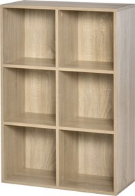HOMCOM Knižnica so 3 policami a 6 úložnými boxmi do obývačky, spálne a kancelárie 65.5x30x97.5 cm Dub | Aosom
