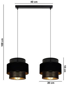 Luster na lanku NESS 2xE27/60W/230V čierna