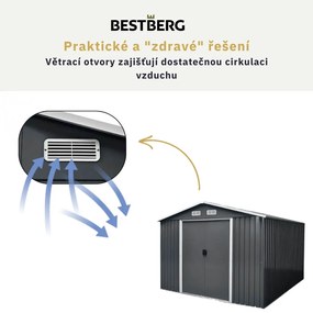 Záhradný domček BestBerg ZDB-9A / 9 m² / 279 x 324 x 211 cm / šedá