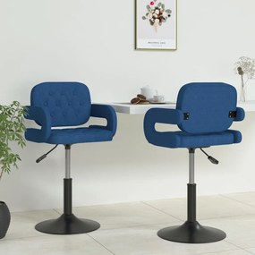 Otočné jedálenské stoličky 2 ks modré látkové