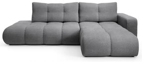Rozkladacia rohová čalúnená sedacia súprava s úložným priestorom v tvare L ALMADA pravá sivá