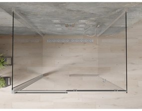Mexen Omega, 3-stenný sprchovací kút s posuvnými dverami 100 (dvere) x 90 (stena) cm, 8mm číre sklo, chrómový profil, 825-100-090-01-00-3S