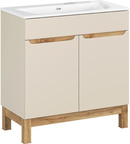 Comad Kúpeľňová skrinka s keramickým umývadlom Bali Cashmere 80 cm - kašmír