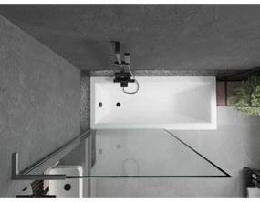Mexen Next L, 1-krídlová vaňová zástena 100 x 150 cm, 6mm číre sklo-čierny vzor, grafitový profil, 895-100-000-03-70-66