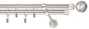 Dekorstudio Chrómová matná dvojradová garniža CRYSTAL 19mm Dĺžka: 120cm, Typ uchytenia: Držiak dvojitý modern, Typ príslušenstva: Bez príslušenstva