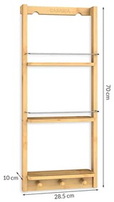 Casaria Závesná polička do kúpeľne BAMBOO. 28,5x10x70cm, 3 police, hnedá