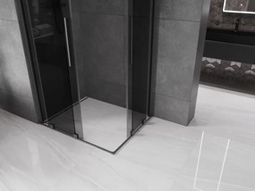 Mexen Velar Duo, sprchový kút s posuvnými dverami 90 x 80 cm, 8mm šedé sklo, brúsený grafit, 871-090-080-42-95