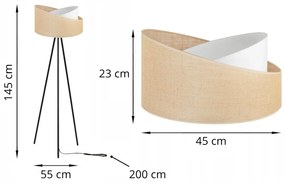 Stojacia lampa Juta, 1x jutové/biele textilné tienidlo, (výber z 2 farieb konštrukcie), m