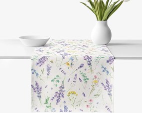 Goldea behúň na stôl valencia - levanduľová záhrada 35x120 cm