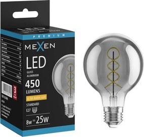 Mexen Vintis, LED filamentová žiarovka E27, G80, 8 W, teplá biela 2200K, dymová, L165-E27-0822-70