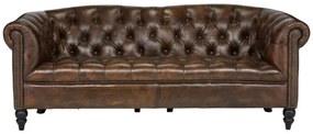 furniture-nabytek.cz - Masívna pohovka Chesterfield Shelford, pravá koža, hnedá – 196×89×85 cm