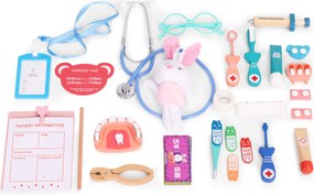 ECOTOYS Dřevěná lékařská sada ECOTOYS, 28 doplňků, lékařská taška, od 3 let