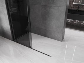 Mexen Velar, sprchová zástena s posuvnými dverami Walk-in 140 x 200 cm, 8mm šedé sklo, čierna matná, 871-140-000-43-70