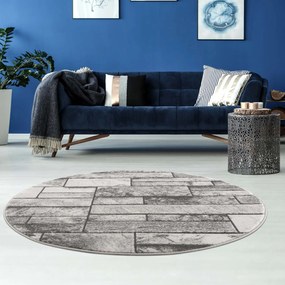 Dekorstudio Moderný okrúhly koberec NOA - vzor 9250 sivý Priemer koberca: 160cm