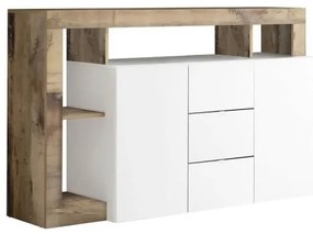 Komoda LENOR bela/rjava