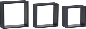 Set troch nástenných políc sivé P-008 GREY2 (3 ks)