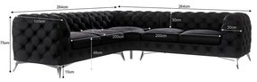 Čierna zamatová rohová pohovka Chelsea – Ropez