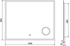 Mexen Kala, LED kúpeľňové zrkadlo s podsvietením a kozmetickým zrkadlom 100 x 80 cm, 6000K, ochrana proti zahmlievaniu, 9820-100-080-611-00