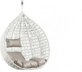 Biele závesné kreslo KOKON bez stojanu, svetlý vankúš