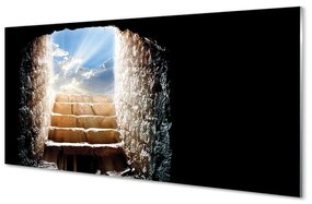 Sklenený obraz schody slnko 125x50 cm