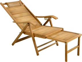 Záhradné polohovacie kreslo, prírodné, bambus, VARDON