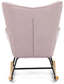 Autronic - Křeslo houpací, potah růžová látka, dřevěné nohy, masiv kaučukovník - AK-371 PINK2