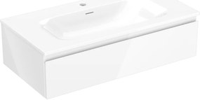 Mexen Orio, kúpeľňová skrinka 90 cm s umývadlom Vela, 1 zásuvka, biela lesklá, 91A10-09023-1-BF00-W23M00