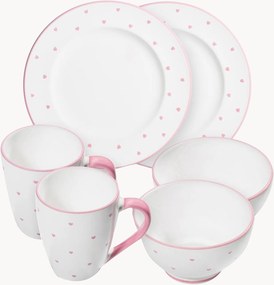 Ručne vyrobená raňajková súprava Herzerl Rosa, 2 osoby, 6 ks