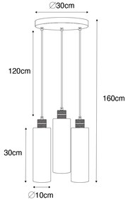 Moderné závesné svietidlo čierne s dymovým sklom 3-svetlo - Stavelot