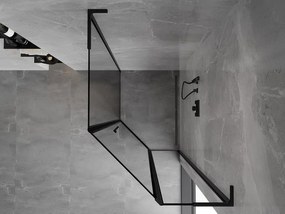 Mexen Mist L, päťuholníkový sprchový kút s krídlovými dverami, 80 x 90 cm, 8mm číre sklo, čierny profil, 8A8L-080-090-70-70-P