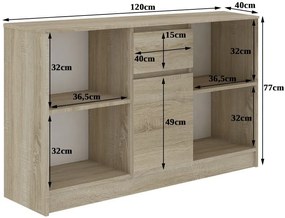 Komoda Blanqueo (dub sonoma). Vlastná spoľahlivá doprava až k Vám domov. 1117158