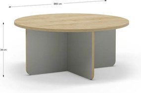 Svetlozelený/v prírodnej farbe okrúhly konferenčný stolík s doskou v dubovom dekore ø 80 cm Hillary – Marckeric